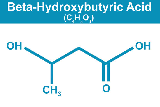 Chemistry illustration of Beta-Hydroxybutyric Acid in blue