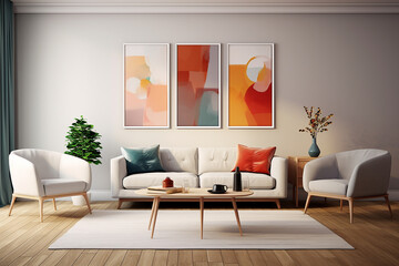 interior with sofa. 3d rendered illustration.  Illustration
