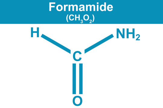 Chemistry illustration of Formamide in blue