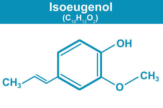Chemistry illustration of Isoeugenol in blue
