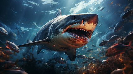 Hammerhead sharks. Generative Ai - obrazy, fototapety, plakaty