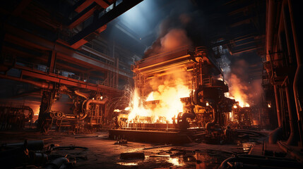 Steel making plant factory. Generative Ai