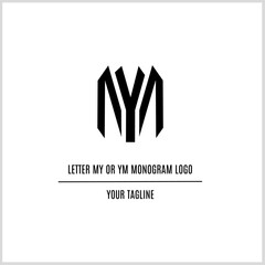 Fototapeta premium Letter MY or YM monogram logo template. Black color. Vector Illustration for Icon, Symbol, Logo etc