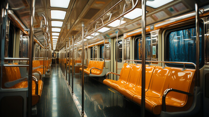 View of subway interior. Generative Ai