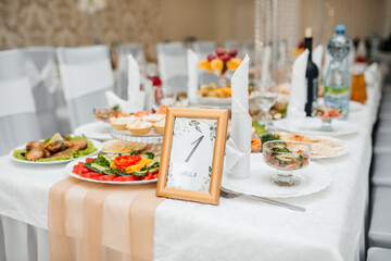 restaurant, beautifully served table with delicious food