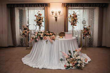 restaurant, beautifully served table with delicious food