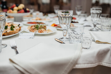 restaurant, beautifully served table with delicious food