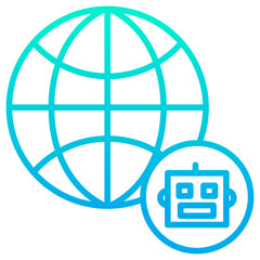 Outline gradient Global robot icon