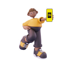 man again standing while posing showing a discount pose from the right