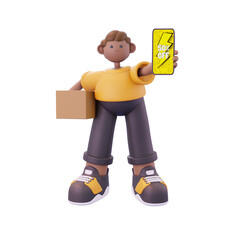 man standing showing promotion in handpone pose from front