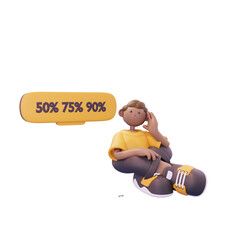 man sitting thinking about discount price pose from right