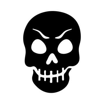 Halloween scull silhouette illustration, angry scull