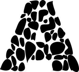 A pebble alphabet letter display font.