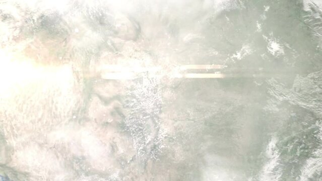 Zoom in from space and focus on Frederick, Colorado, USA. 3D Animation. Background for travel intro. Elements of this image furnished by NASA