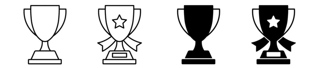 Trophy cup icon set. Contest and competition award symbol. Vector illustration
