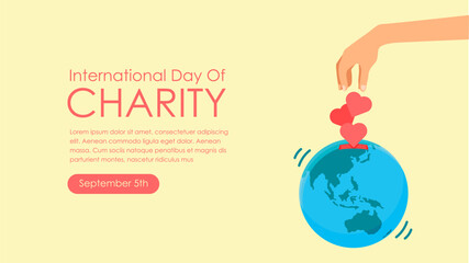 international day of charity banner template horizontal vector