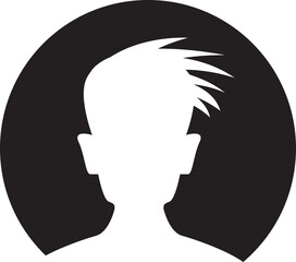 Male Face Silhouette in Circle Illustration
