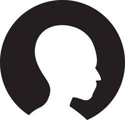 Woman Face Silhouette in Circle Illustration