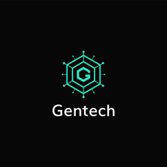 g letter tech logo design template