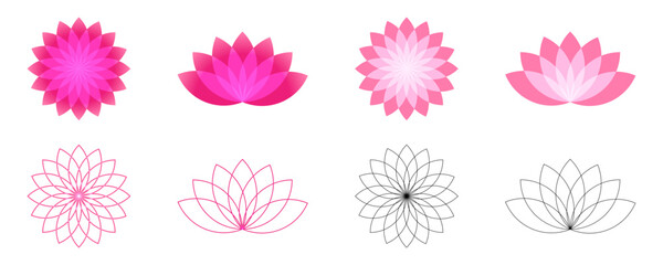 Set Of Lotus Flower Illustrations