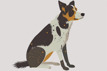 Generative AI. Doodle flat cute pretty puppy. Dogs cartoon portrait,  Charming puppy sits and looks up. Graphic element for website, poster or banner. 