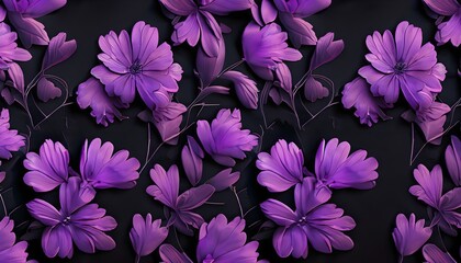 flowers in the garden, purple flowers black background , Ai generated 