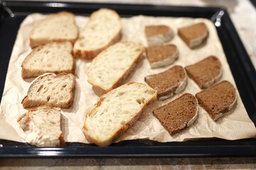 Fototapeta na wymiar sliced pieces of different bread on a tray
