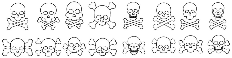 Obraz na płótnie Canvas Skull and Bones vector icon set. danger illustration sign collection. poison symbol or logo.