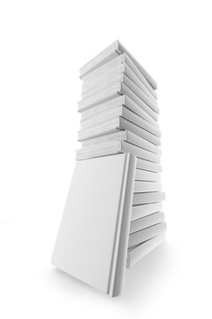 White paper mockup. A stack of white books folded in a stack on a white background. Mockup stack of books. The concept of learning. Return to school. A stack of notepads. 3d render.