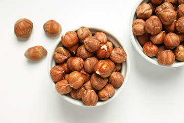 Healthy food and healthy nutrition concept, nuts - hazelnut
