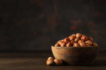 Healthy food and healthy nutrition concept, nuts - hazelnut