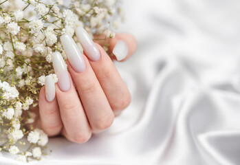 Fototapeta premium Beauty treatment, nice manicured woman fingernails.
