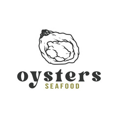 fresh shell oyster seafood logo