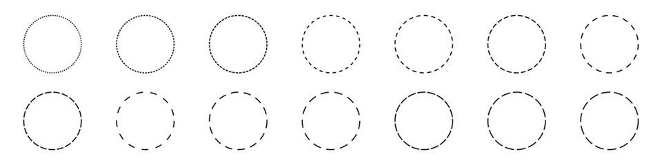 Dotted line circle frame, vector illustration.