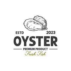 fresh shell oyster seafood logo