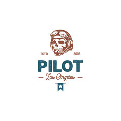 skull pilot vintage retro logo © andri
