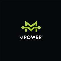 m letter fitness gym logo design template 