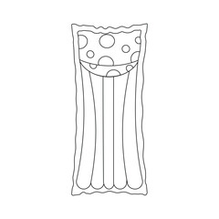 Inflatable mattress. Beach set for summer trips. Vacation accessories for sea vacations. Line art.