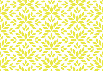 Flower geometric pattern. Seamless vector background. Yellow and white ornament