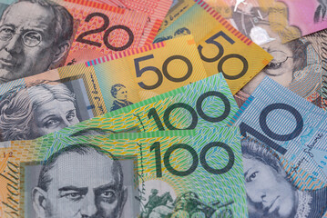 Australian dollars in rows used as background
