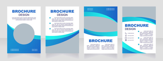 Advertising wellness service blue blank brochure design. Healthcare. Template set with copy space for text. Premade corporate reports collection. Editable 4 paper pages. Myriad Pro, Arial fonts used