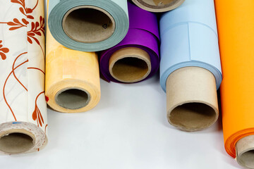 Rolls of fabric for roller blinds are in production