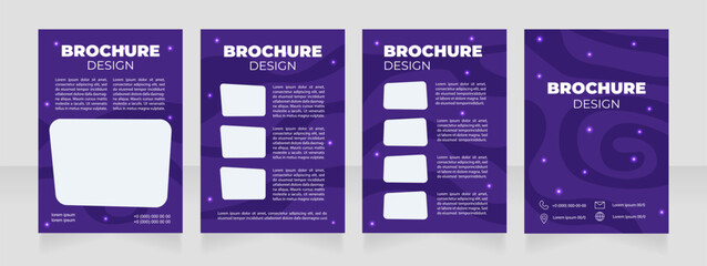 Upcoming planetarium event blank brochure design. Template set with copy space for text. Premade corporate reports collection. Editable 4 paper pages. Arial Black, Regular fonts used