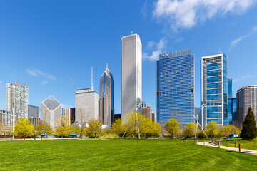 Obraz premium Chicago city downtown skyline skyscraper in the United States