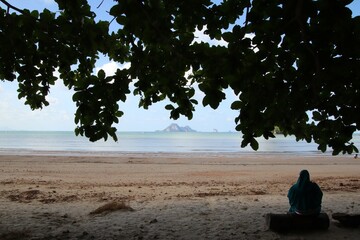 deserted sand beach in Thailand 