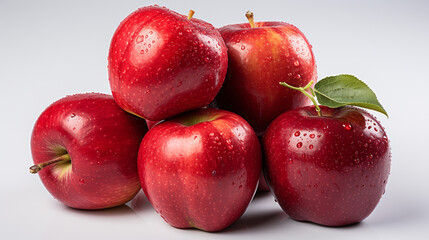 Fresh red apples on a white background