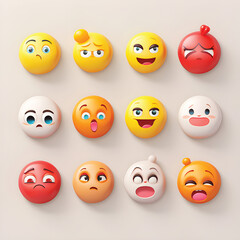 Emojis character vector set. Emoji emoticons in 3d with cute, happy and smiling emoticon characters for face mood and expression graphic design.GenerativeAI.