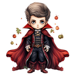 Fototapeta premium Cute Vampire Halloween Illustration Al Generated