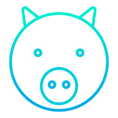 Outline gradient Pig face icon