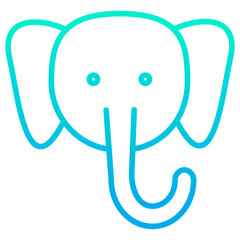 Outline gradient Elephant face icon